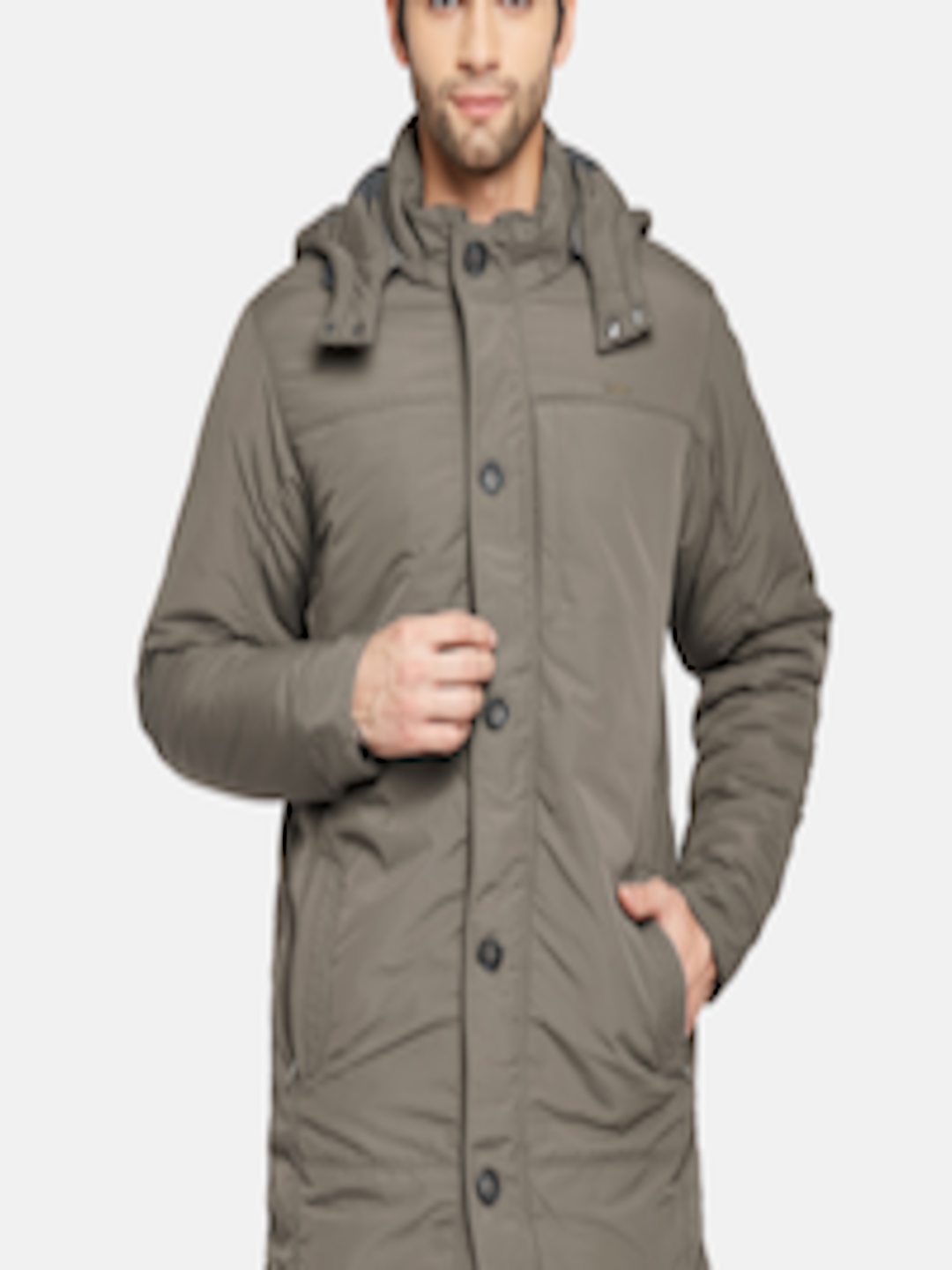Buy Kosha Men Grey Solid Lightweight Fleece Lined Parka Jacket With ...