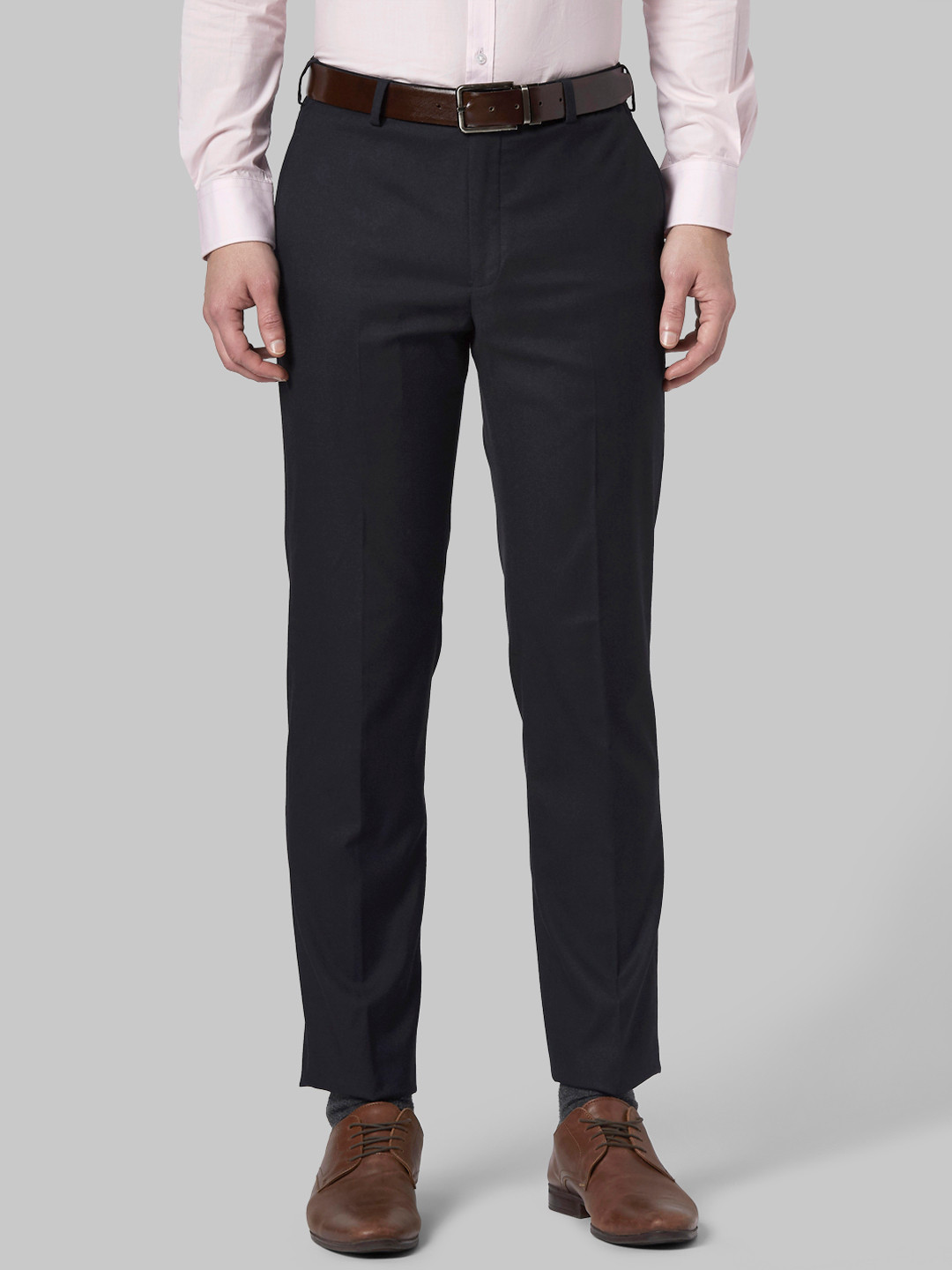 Buy Park Avenue Men Grey Regular Fit Solid Formal Trousers - Trousers ...