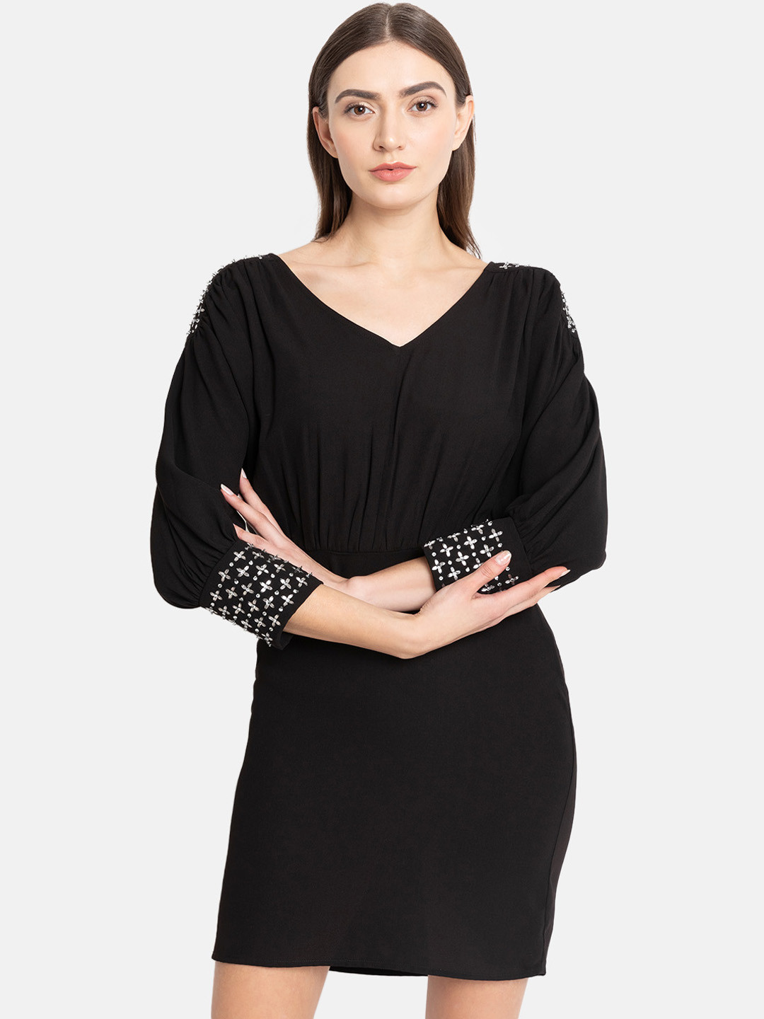 Buy Kazo Women Black Solid Sheath Dress Dresses for Women 11220516