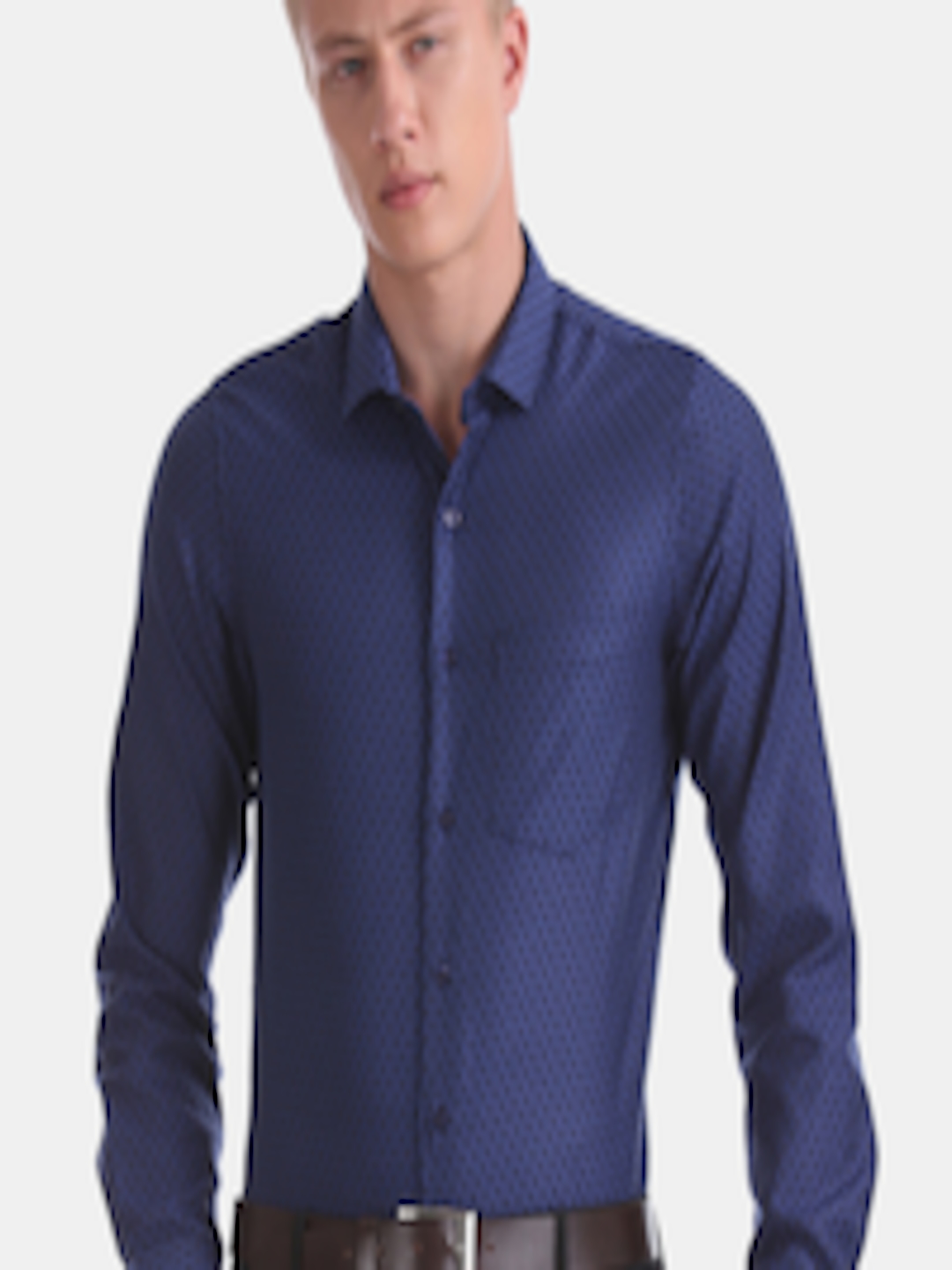 Buy Excalibur Men Blue Super Slim Fit Self Design Formal Shirt - Shirts ...