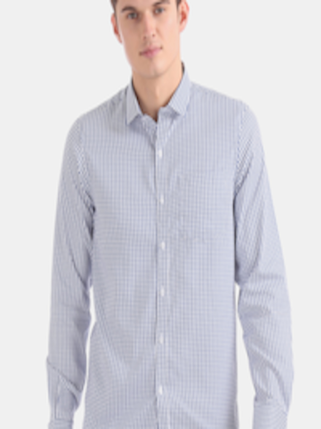Buy Excalibur Men Blue & White Regular Fit Checked Semiformal Shirt ...