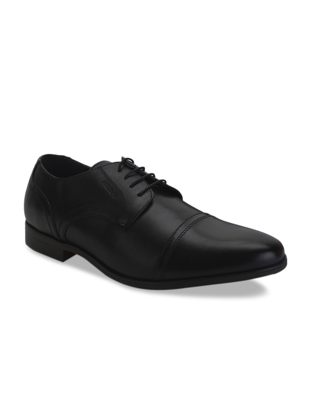 red tape mens black leather formal shoes