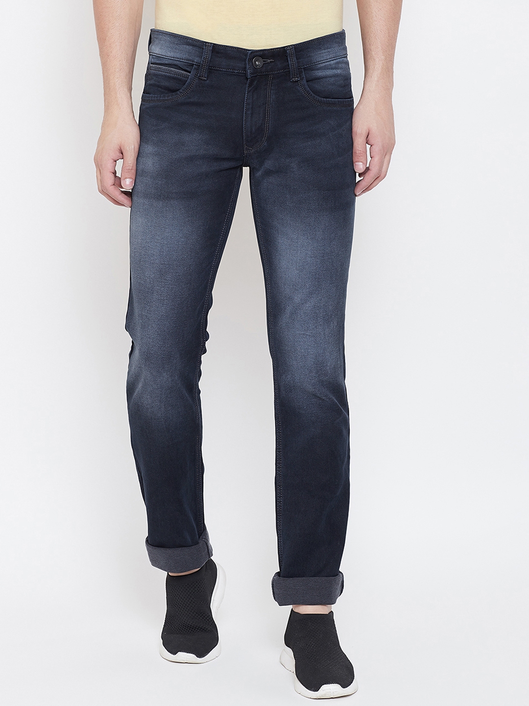 Buy Octave Men Navy Blue Regular Fit Mid Rise Clean Look Jeans - Jeans ...
