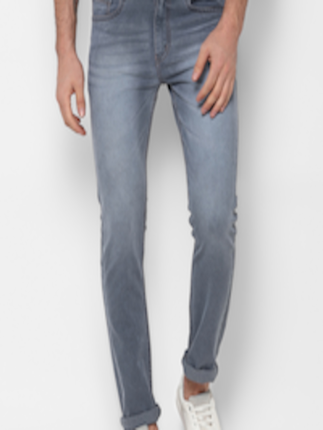 Buy Urbano Fashion Men Grey Slim Fit Mid Rise Clean Look Stretchable ...