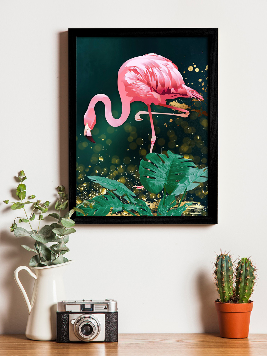 Buy Art Street Green & Pink Printed Synthetic Wood Framed Individual
