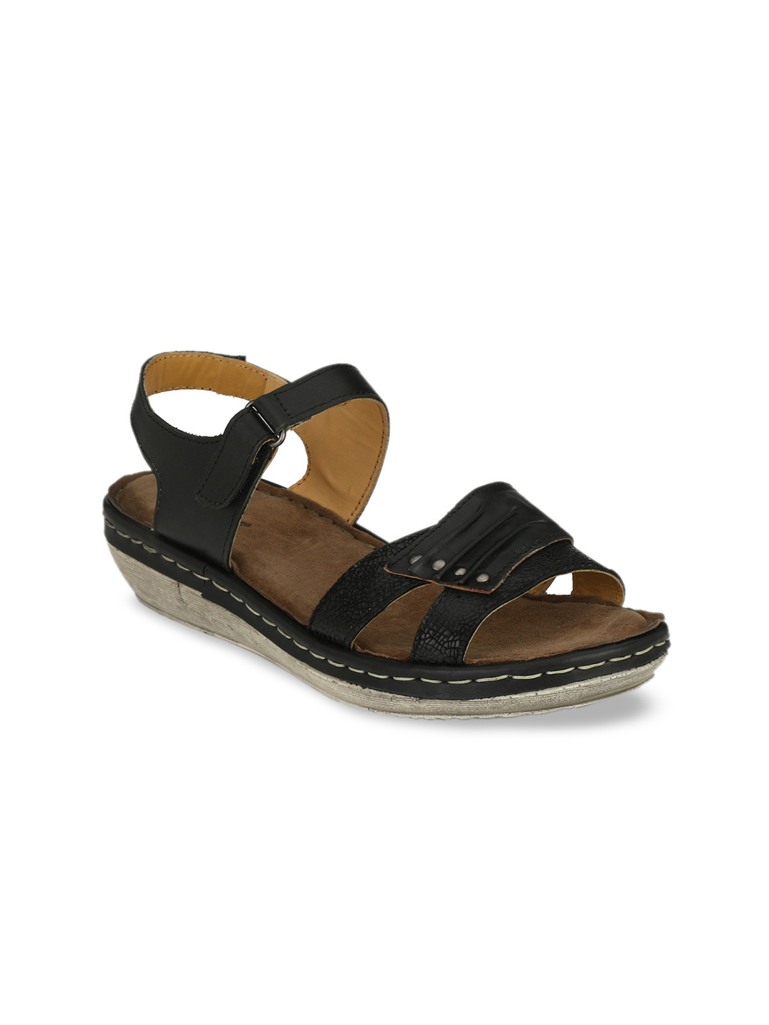 Buy Delize Women Black Comfort Sandals - Sandals for Women 11243644 | Myntra