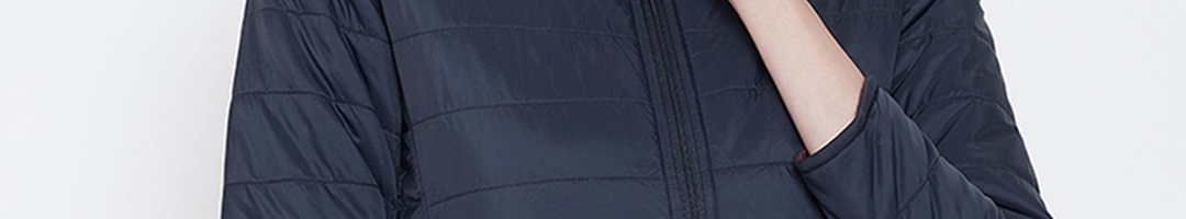 Buy METTLE Women Navy Blue Solid Puffer Jacket - Jackets for Women ...