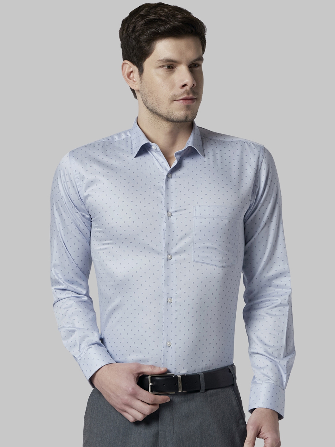 Buy Park Avenue Men Blue Slim Fit Printed Formal Shirt - Shirts for Men ...