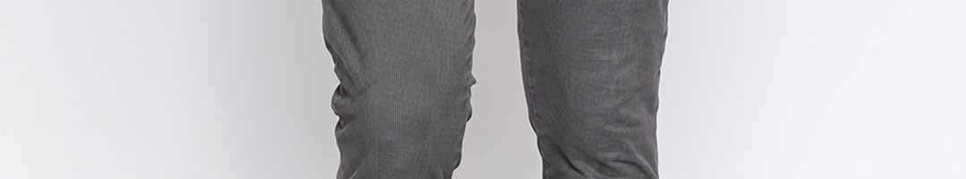 Buy Rex Straut Jeans Men Grey Slim Fit Self Design Regular Trousers ...