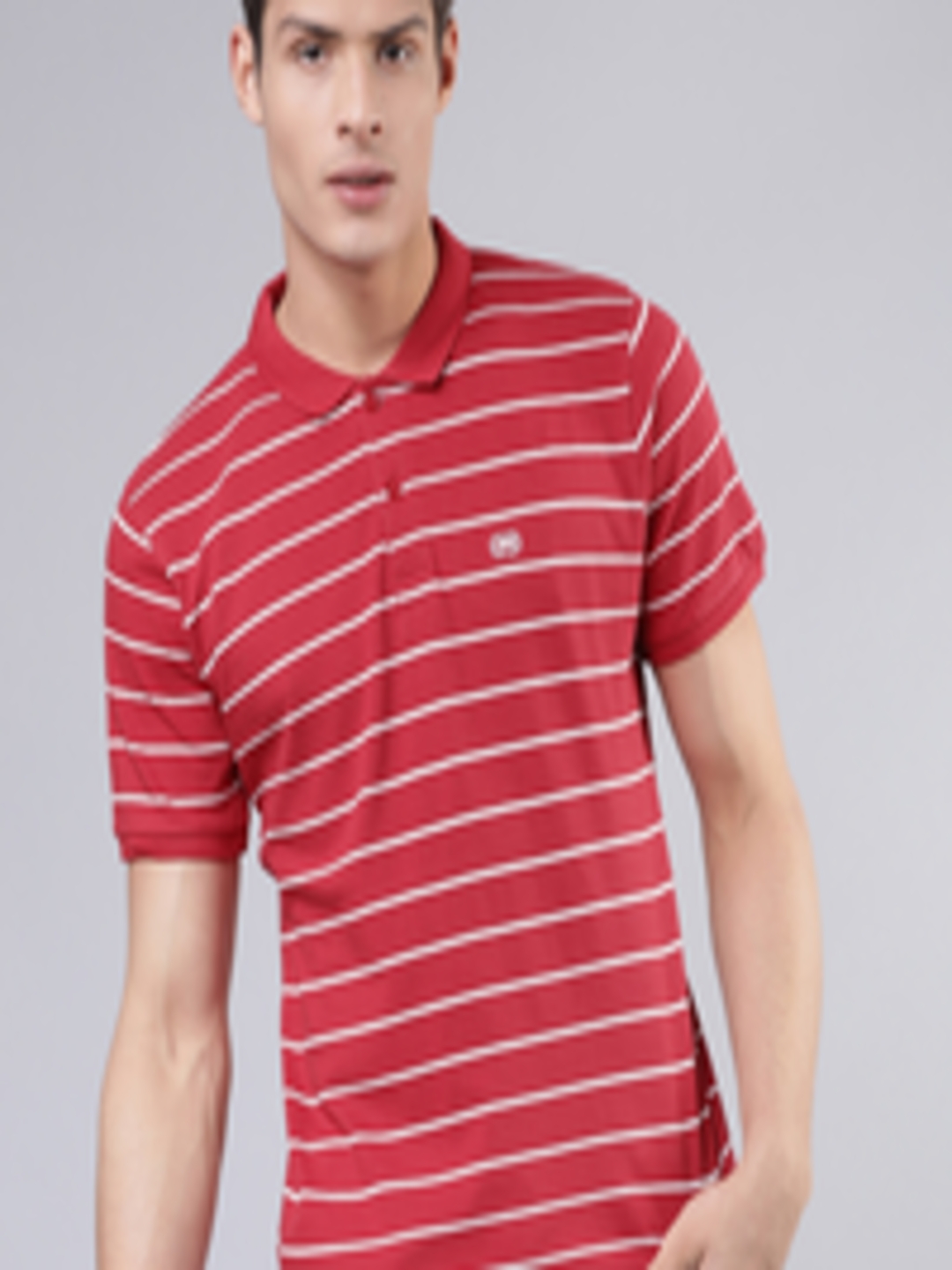 Buy Ecko Unltd Men Red & White Striped Polo Collar T Shirt - Tshirts ...