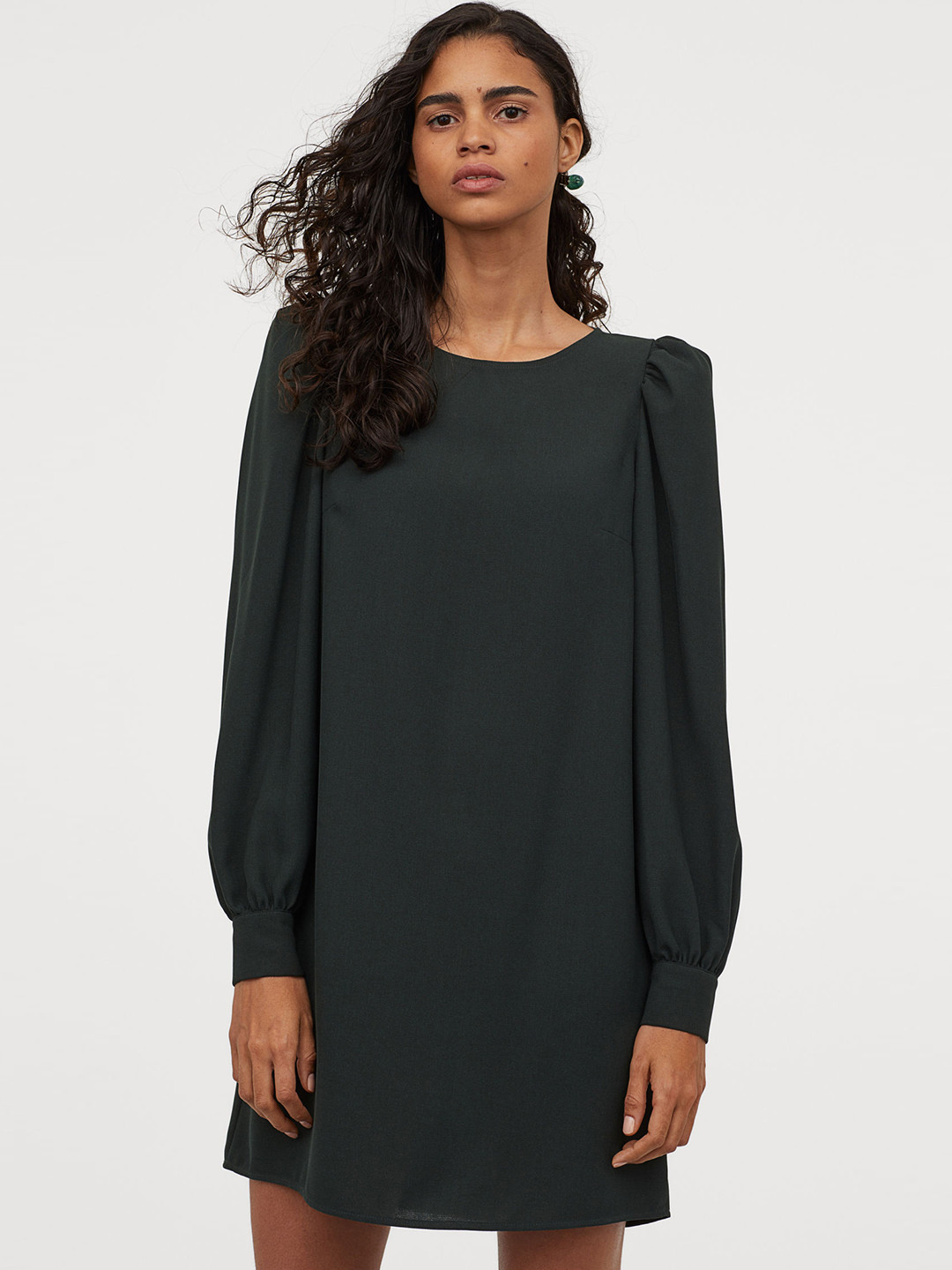 Buy H&M Women Green Puff Sleeved Dress Dresses for Women 11115668