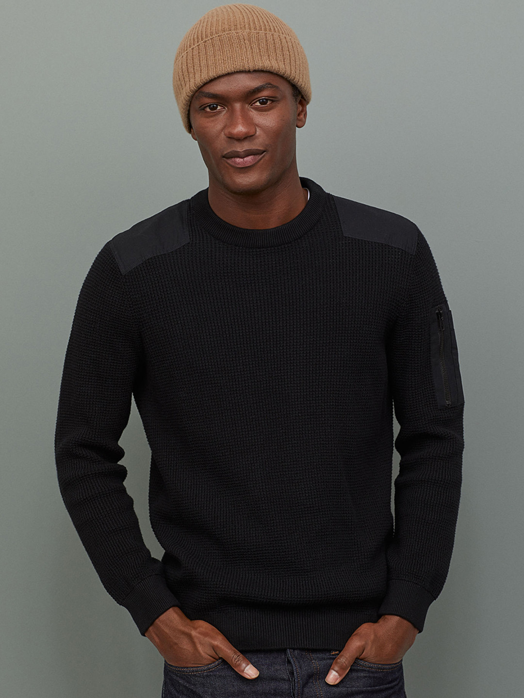 Buy H&M Black Waffle Knit Jumper Sweaters for Men 11116124 Myntra