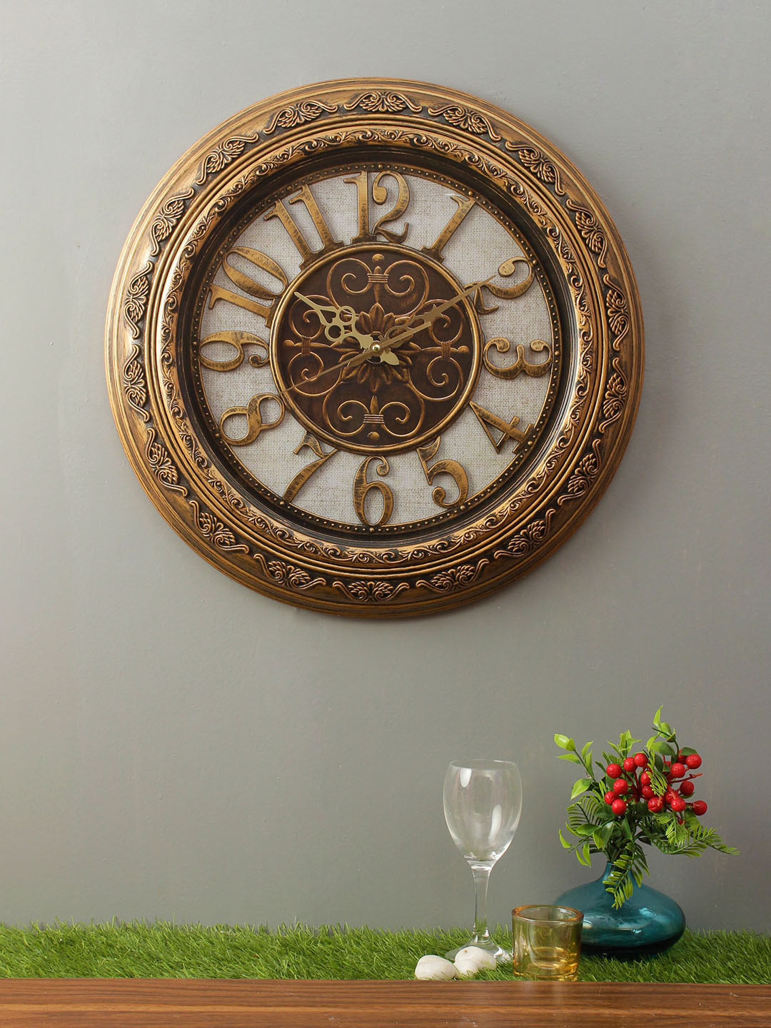 Buy House Of Accessories Copper Toned Round Solid 50 Cm Analogue Wall