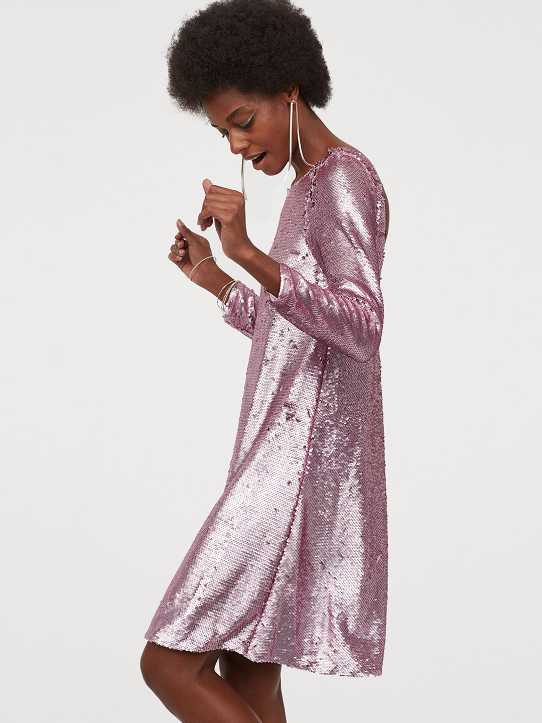 Buy H&M Women Pink Sequined Dress Dresses for Women