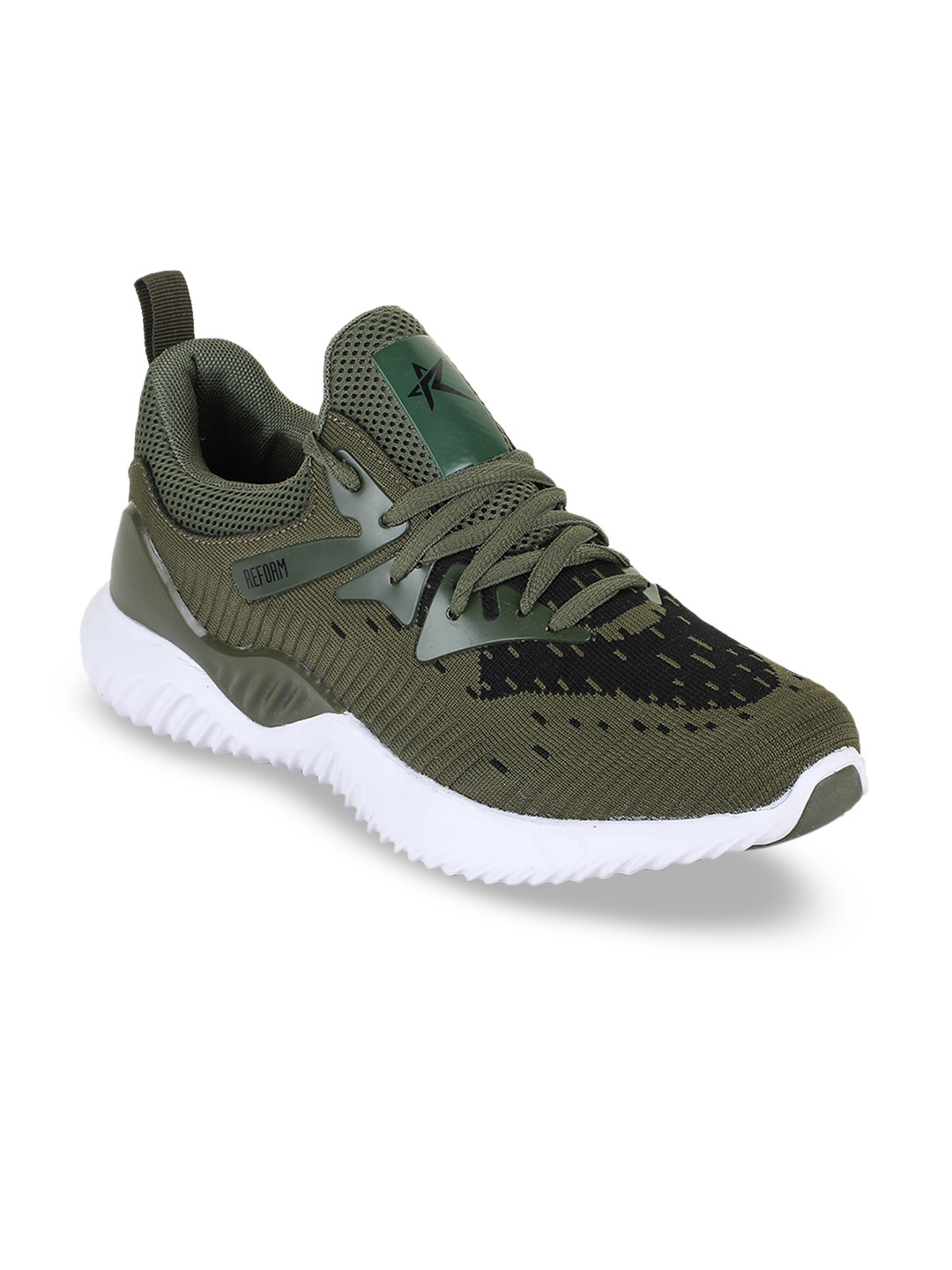 Buy REFOAM Men Olive Green Mesh Army Flyknit Running Shoes Sports