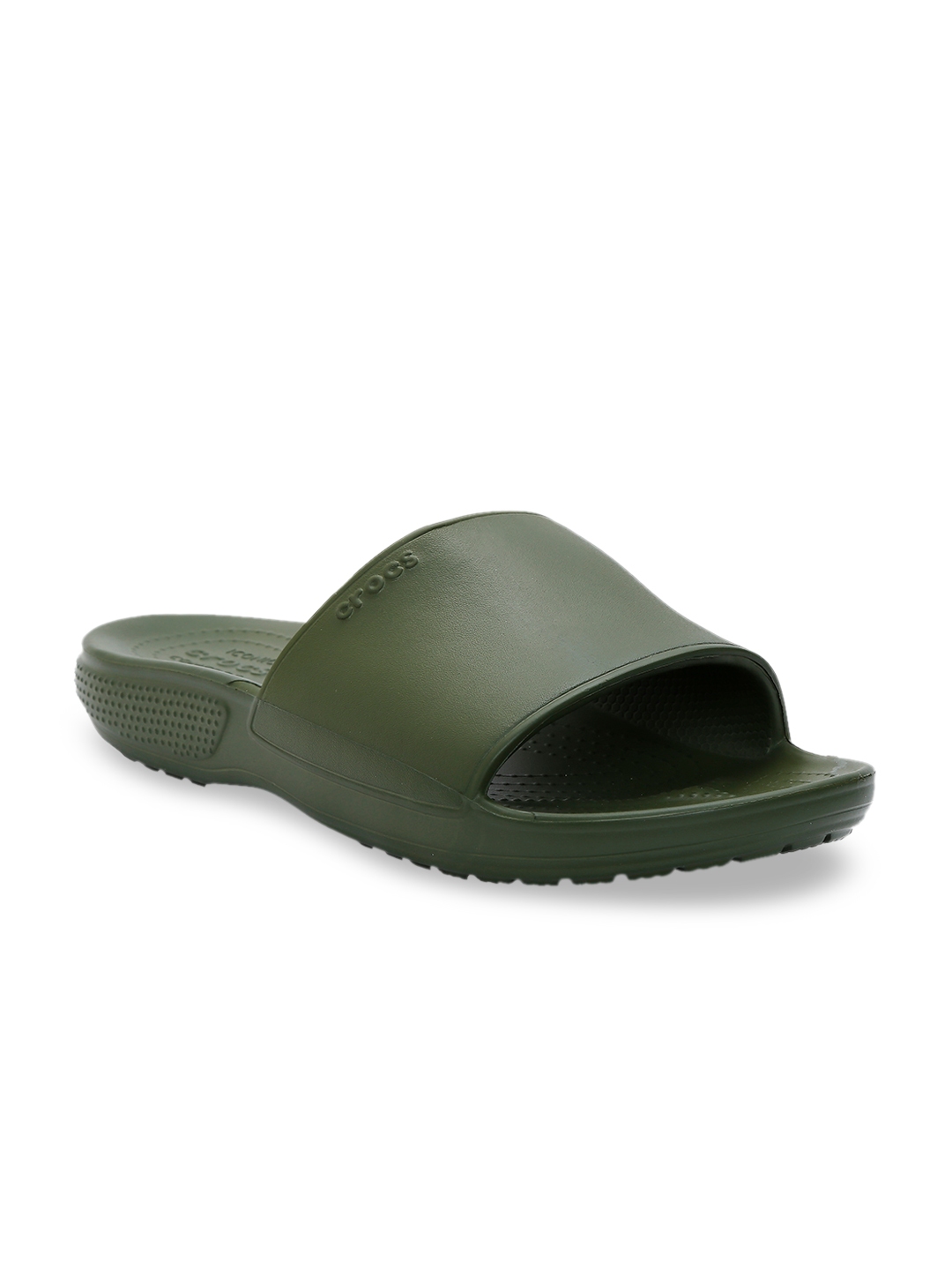olive green fuzzy crocs