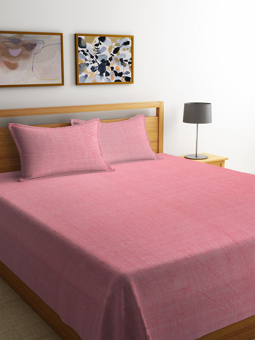 Buy KLOTTHE Red & White Geometric Patterned King Size Double Bed Cover