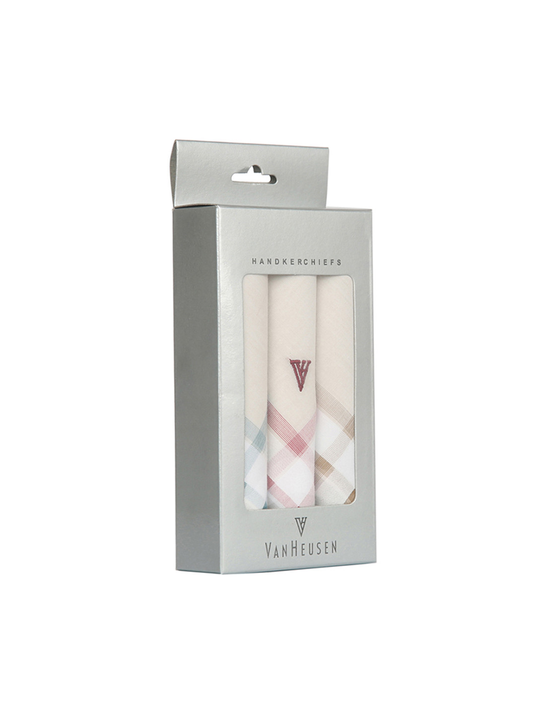 Buy Van Heusen Men Pack Of 3 Off White Solid Handkerchiefs