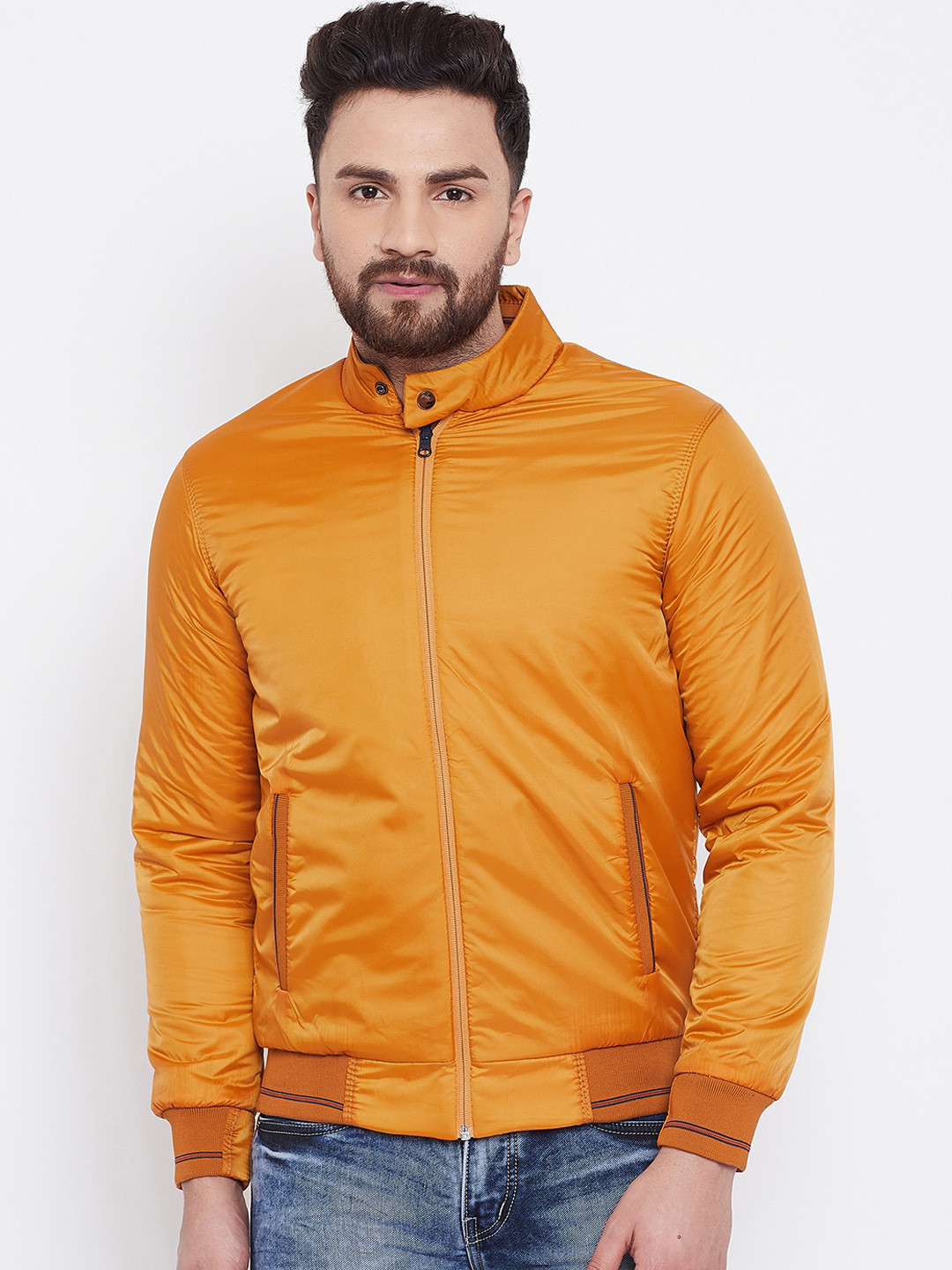 Buy Spirit Men Mustard Yellow Solid Padded Jacket Jackets for Men