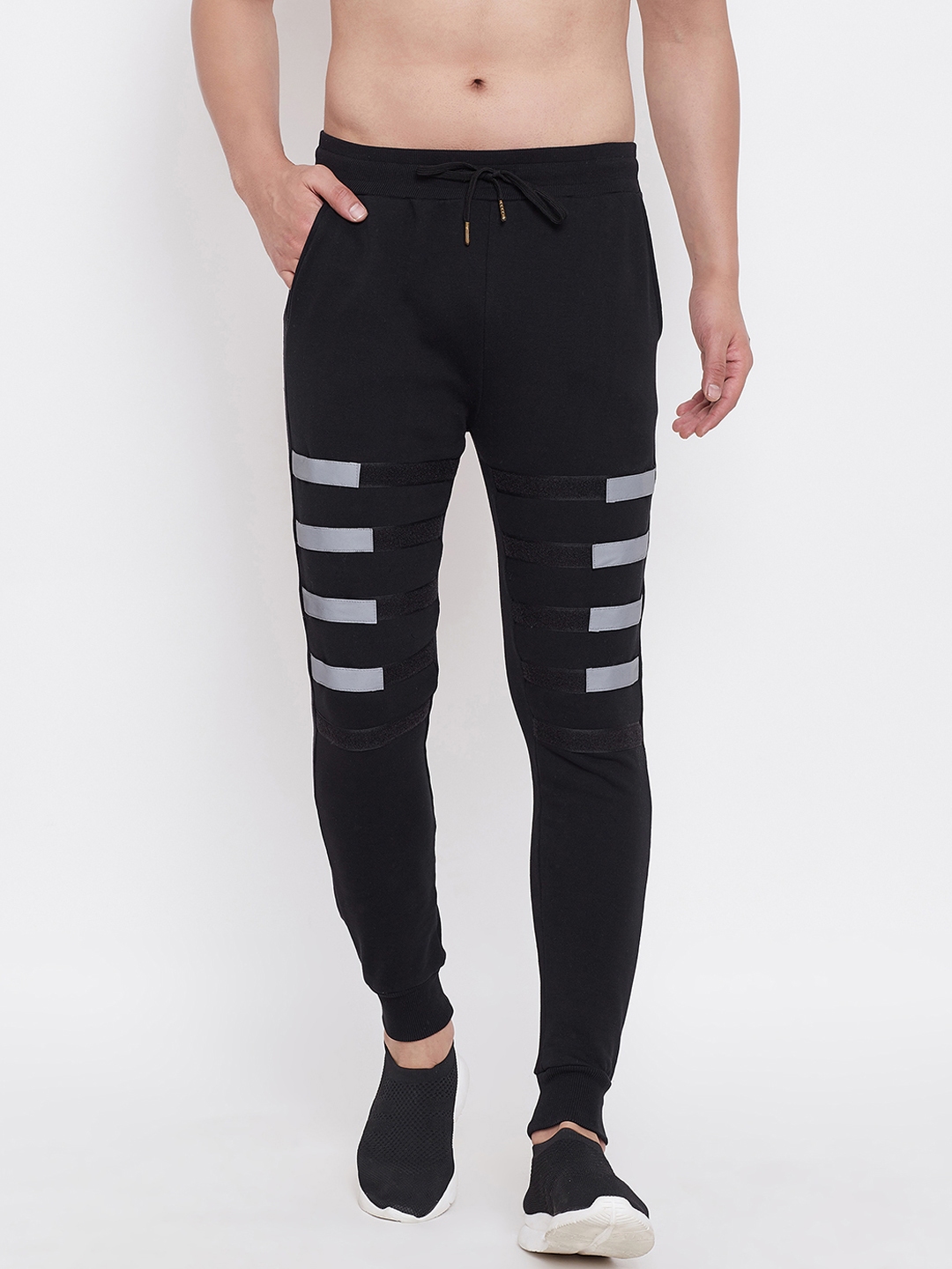fugazee solid men's black track pants