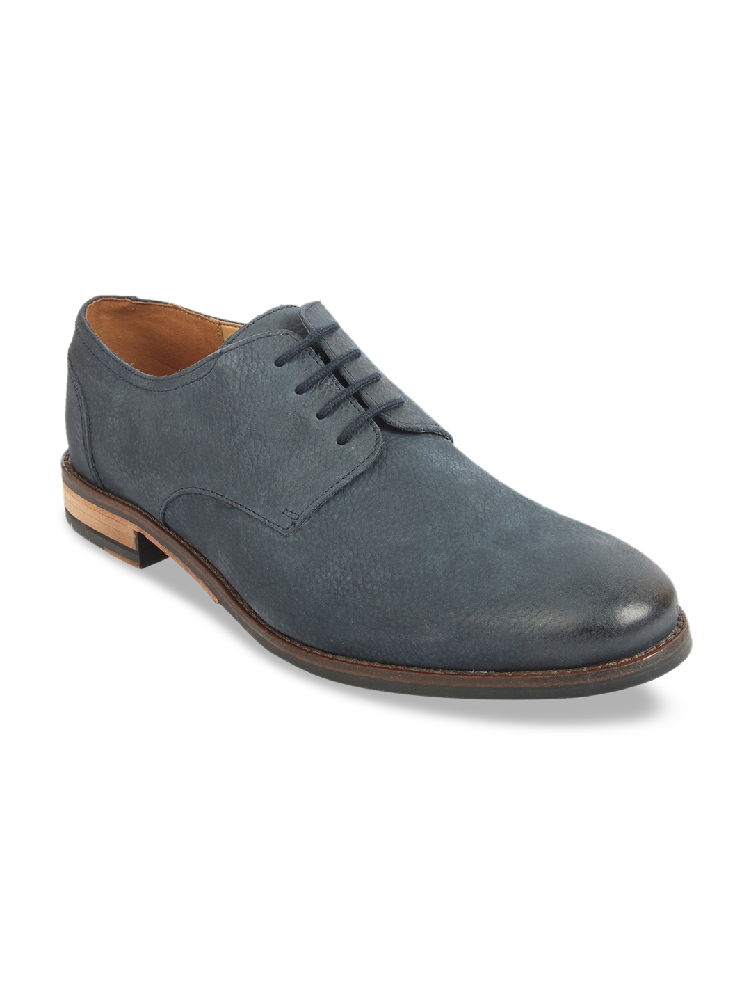 Buy Clarks Men Navy Blue Textured Formal Derbys - Formal Shoes for Men ...