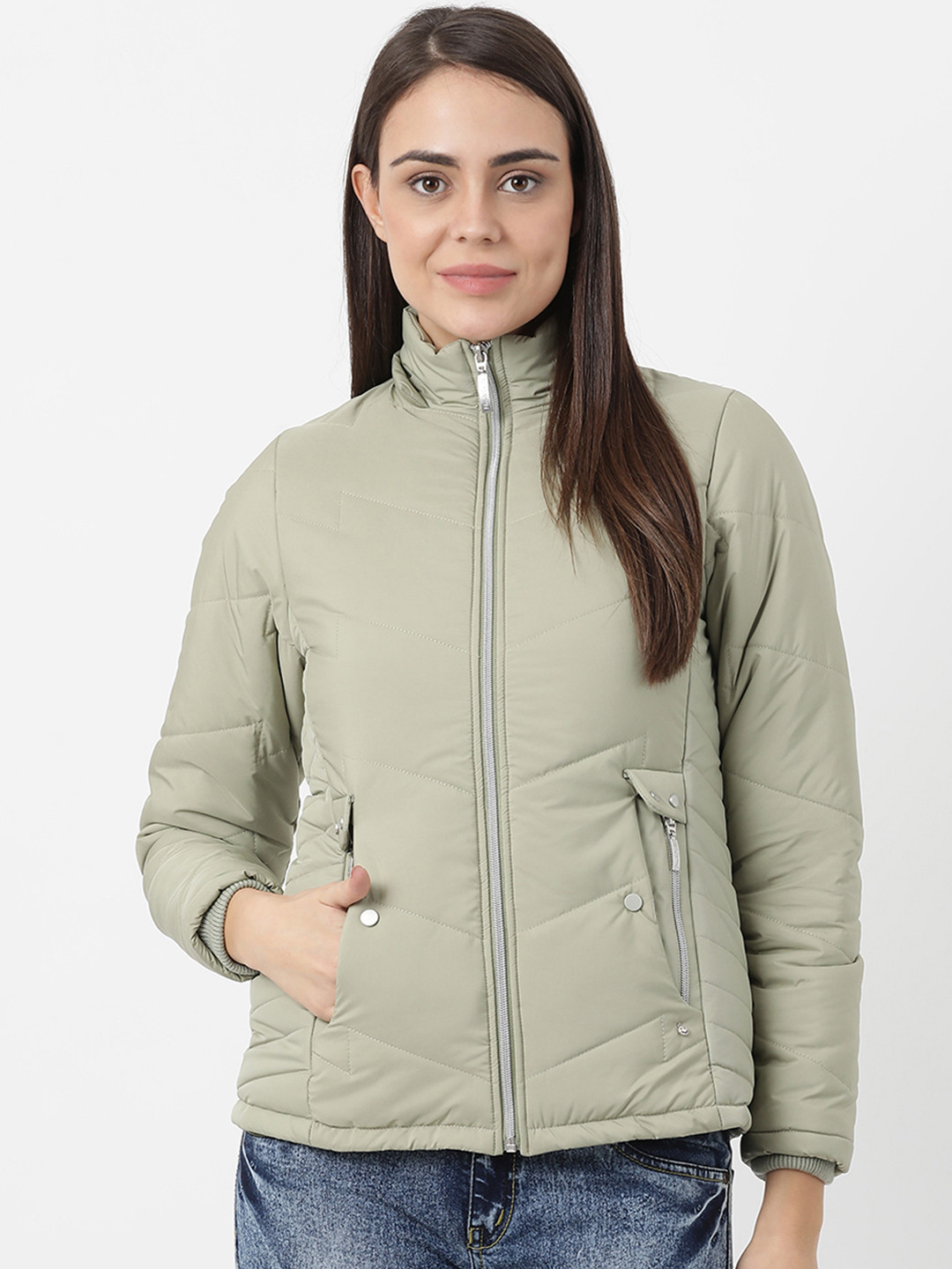 Buy Monte Carlo Women Olive Green Solid Puffer Jacket - Jackets for Women 11126536 | Myntra
