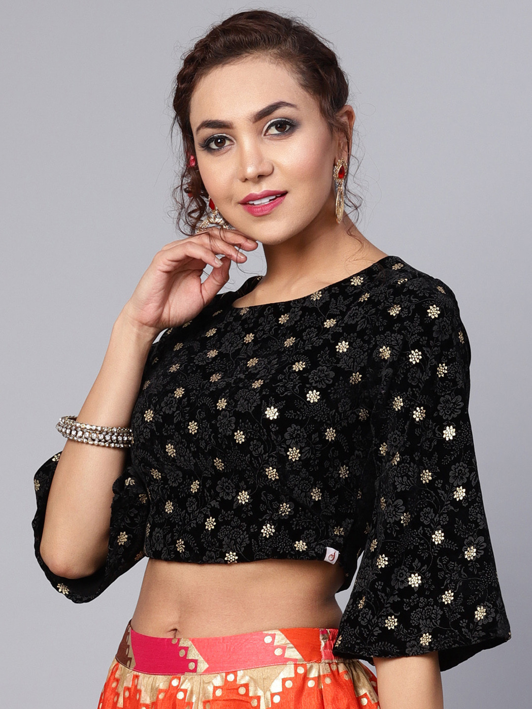 black and gold foil blouse