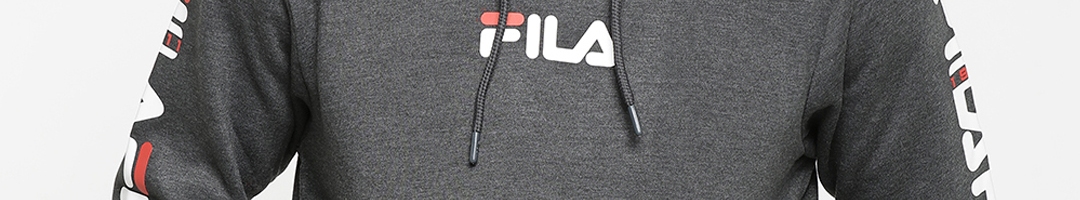 Buy FILA Men Grey Printed Hooded Sweatshirt - Sweatshirts for Men ...