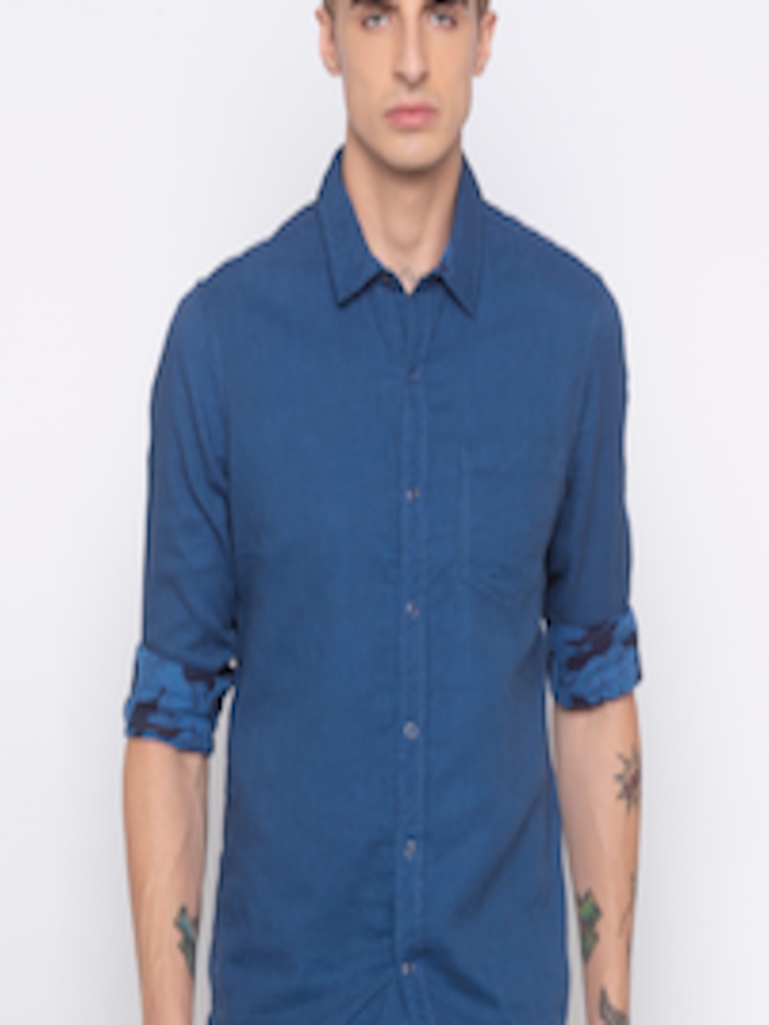Buy Globus Men Blue Regular Fit Checked Casual Shirt - Shirts for Men ...