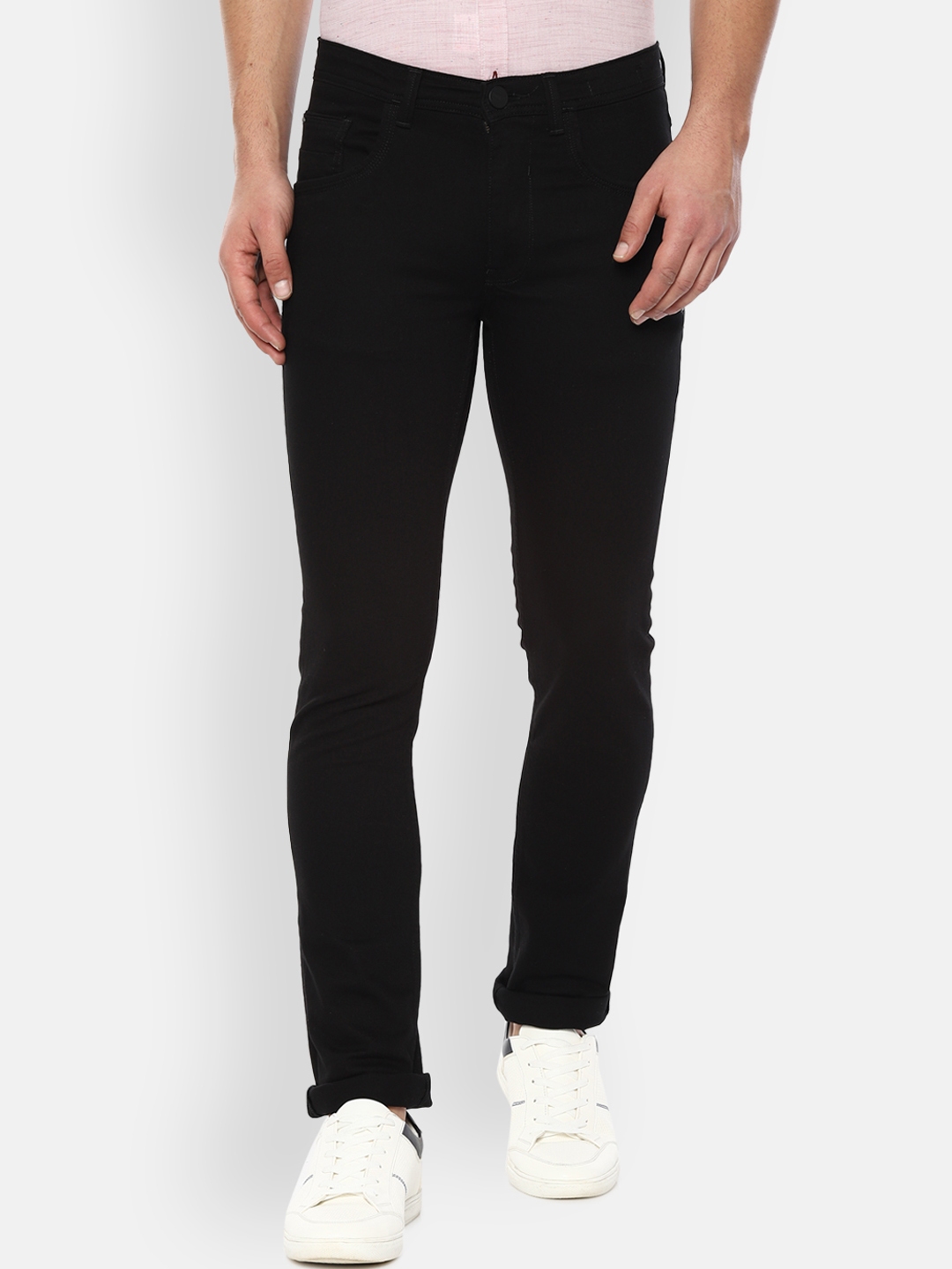 Buy V Dot Men Black Slim Fit Mid Rise Clean Look Stretchable Jeans ...