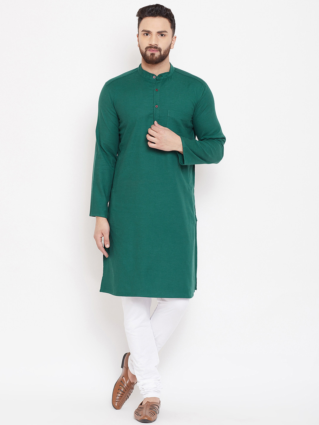 Buy Even Men Green Solid Straight Woolen Kurta - Kurtas for Men 11134258 | Myntra