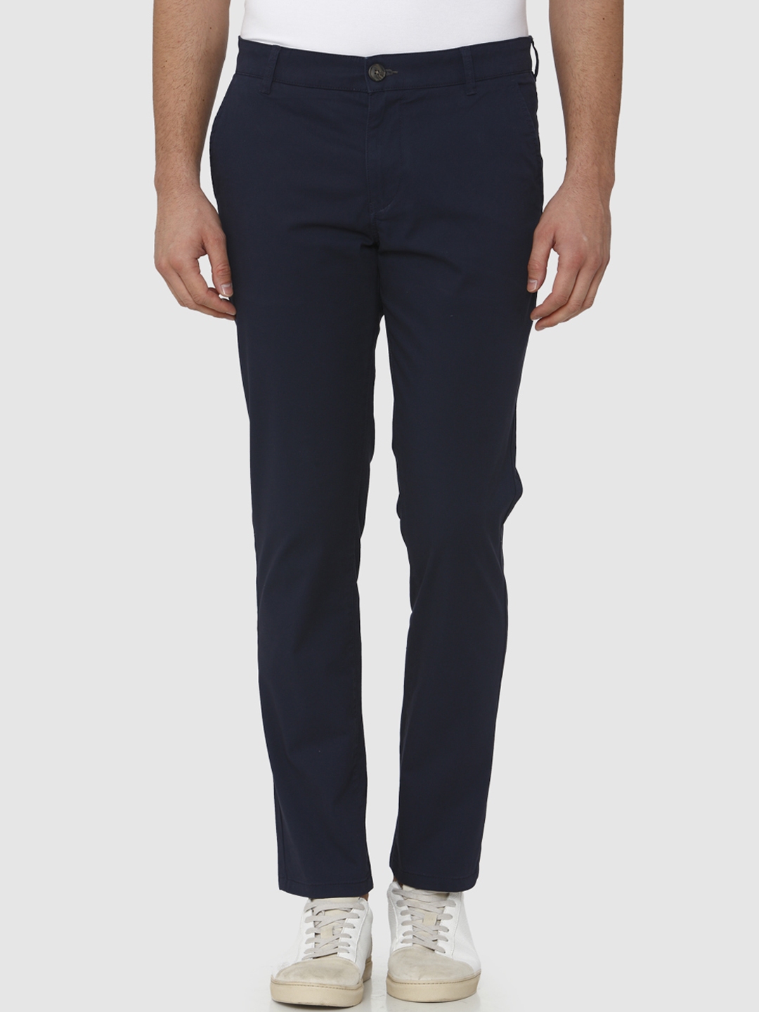 Buy SELECTED Men Blue Straight Fit Solid Regular Trousers - Trousers ...