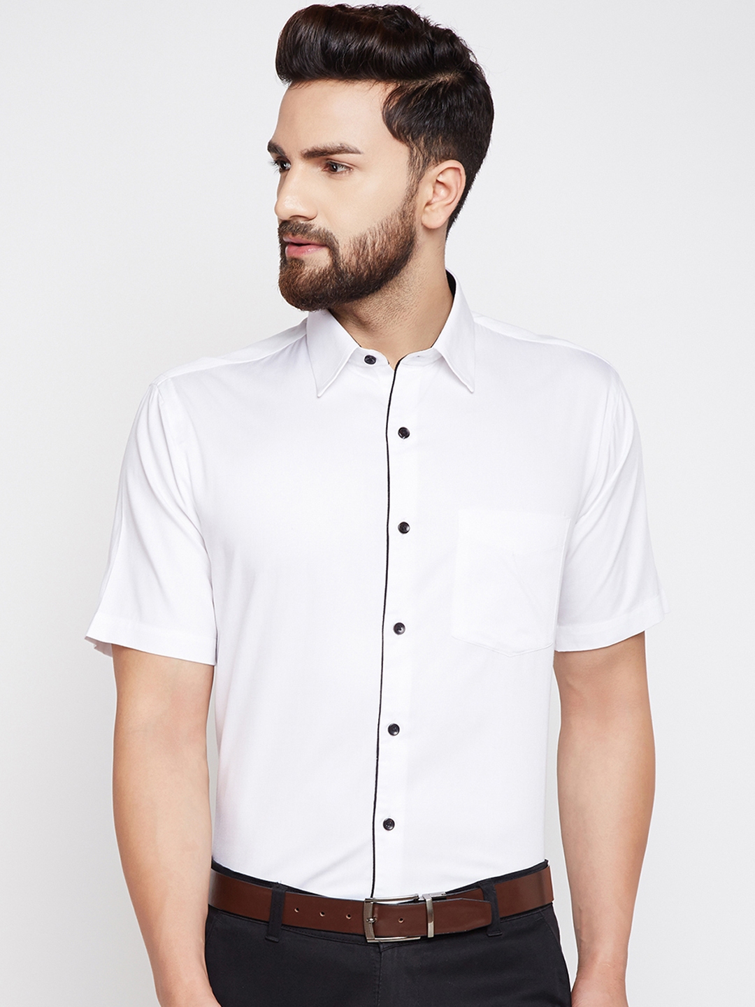 Buy Hancock Men White Slim Fit Solid Formal Shirt - Shirts for Men ...