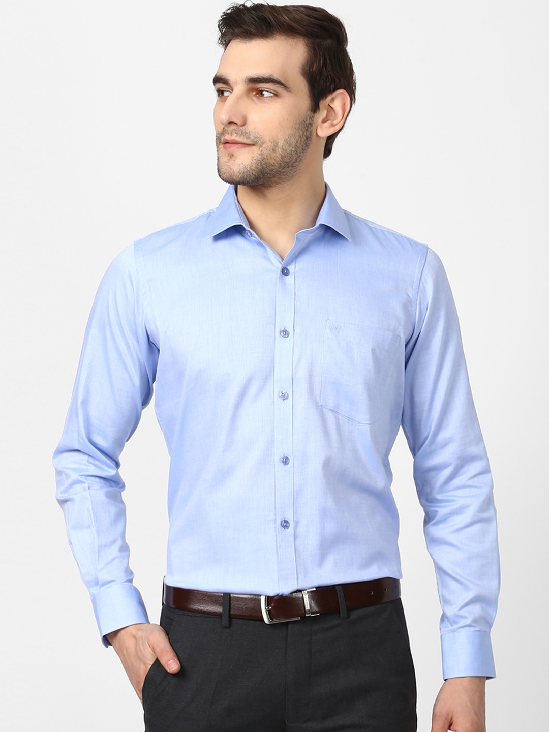 Buy Monte Carlo Men Blue Regular Fit Solid Formal Shirt - Shirts for ...