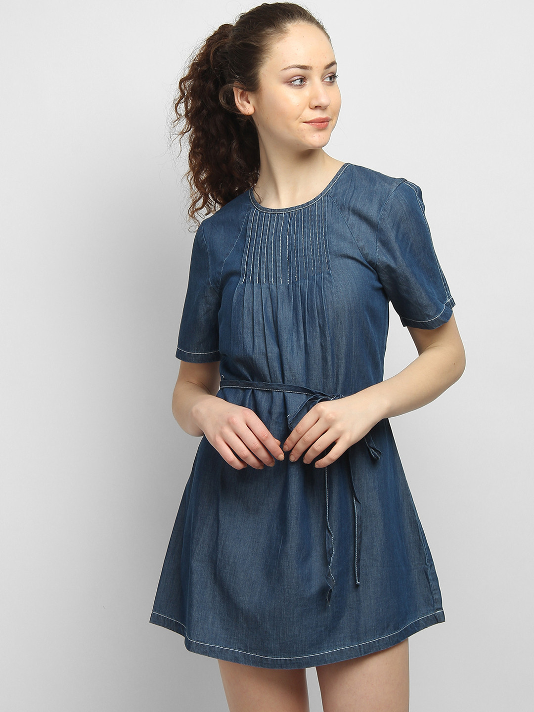 Buy LA LOFT Women Blue Solid A Line Denim Dress Dresses for Women 8794221 Myntra