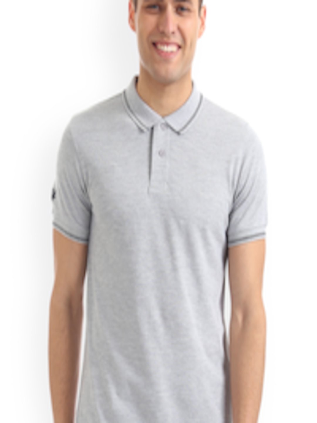 Buy Flying Machine Men Grey Solid Polo Collar T Shirt - Tshirts for Men ...