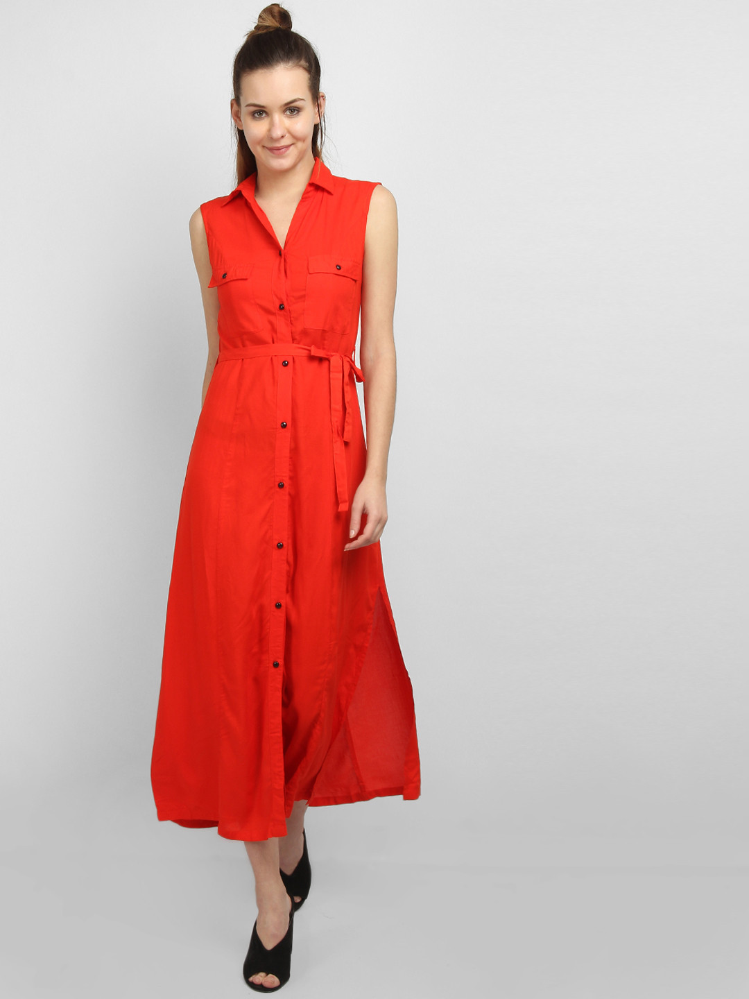 Buy LA LOFT Women Red Solid Shirt Dress Dresses for Women 8801763