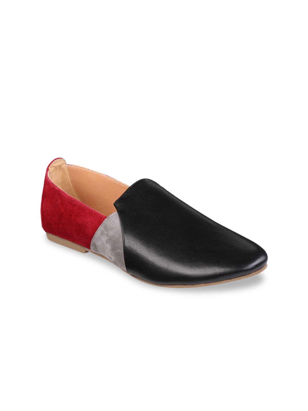 black and red loafers
