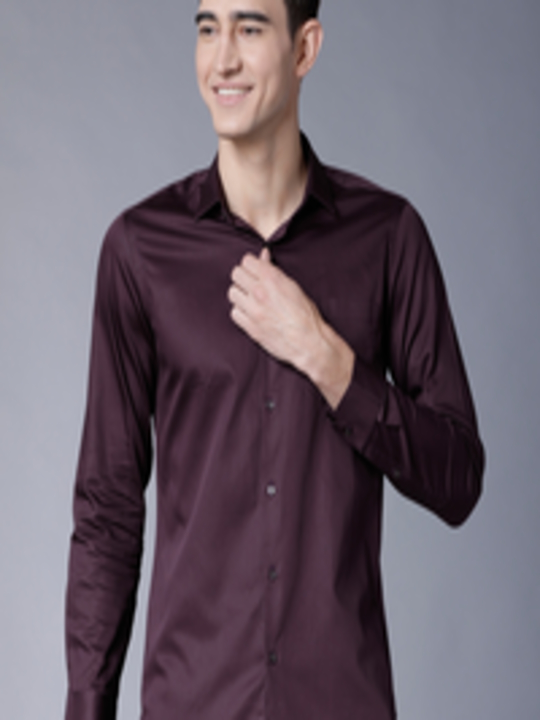Buy Black Coffee Men Purple Slim Fit Solid Casual Shirt - Shirts for ...