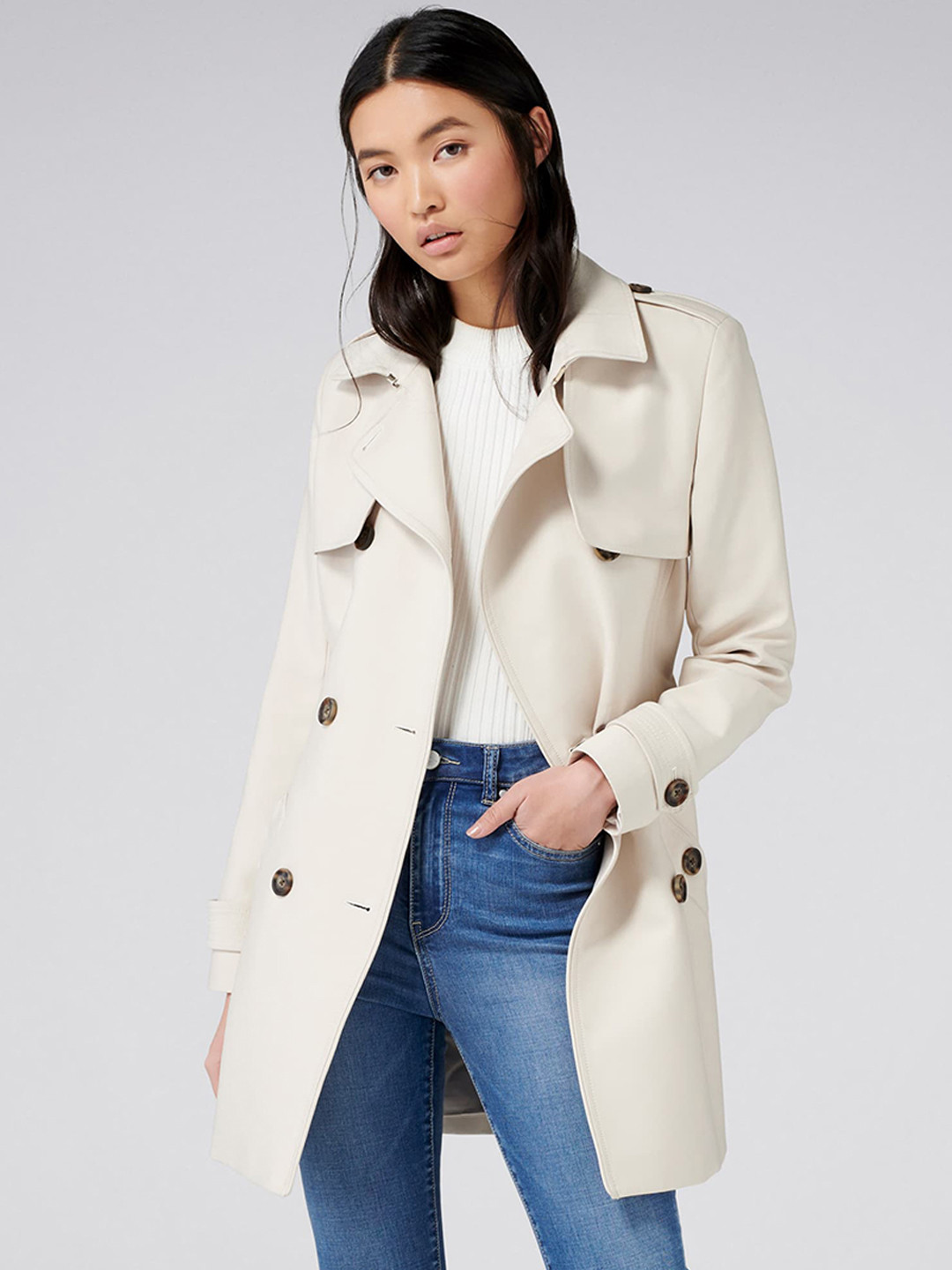 Buy Forever New Women Off White Solid Tailored Jacket Jackets for