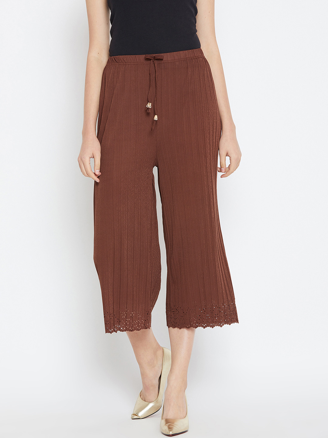 Buy Camey Women Brown Straight Fit Solid Culottes - Trousers for Women 8897265 | Myntra