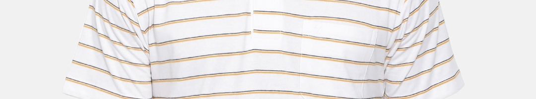 Buy Classic Polo Men White Striped Polo Collar T Shirt - Tshirts for ...