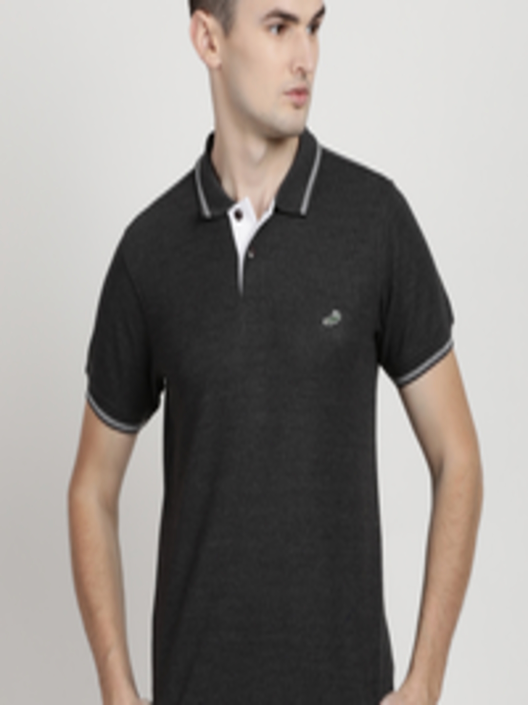 Buy Crocodile Men Black Solid Polo Collar T Shirt - Tshirts for Men ...