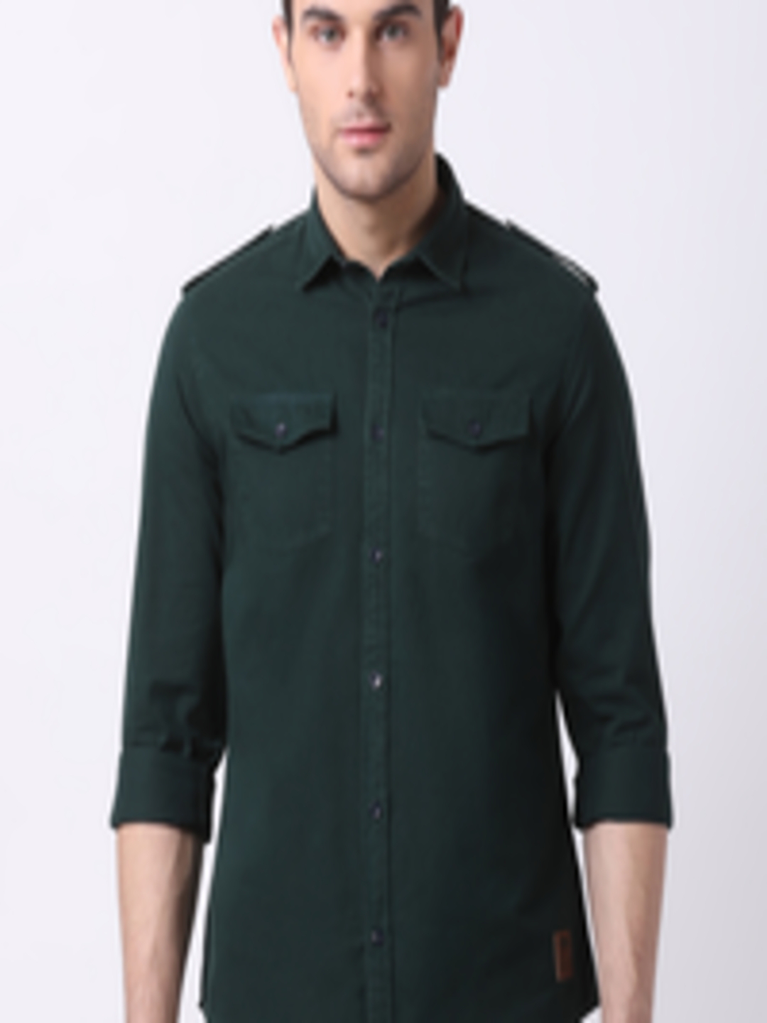 Buy THE BEAR HOUSE Men Green Slim Fit Solid Casual Shirt - Shirts for ...