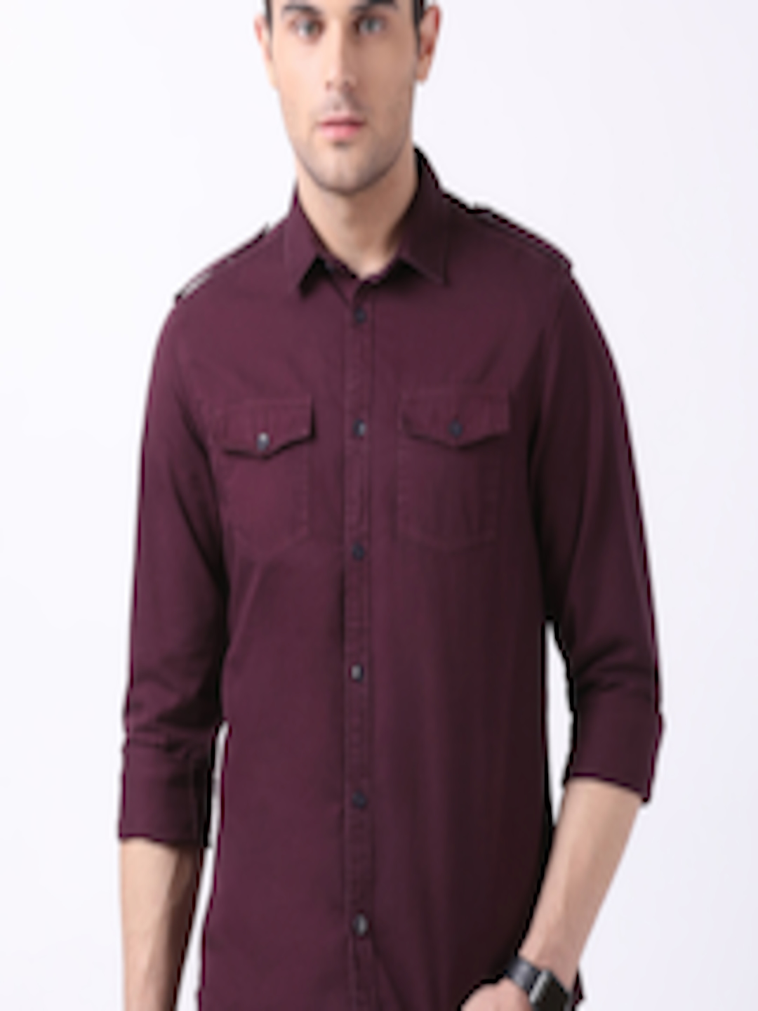 Buy THE BEAR HOUSE Men Maroon Slim Fit Solid Casual Shirt - Shirts for ...