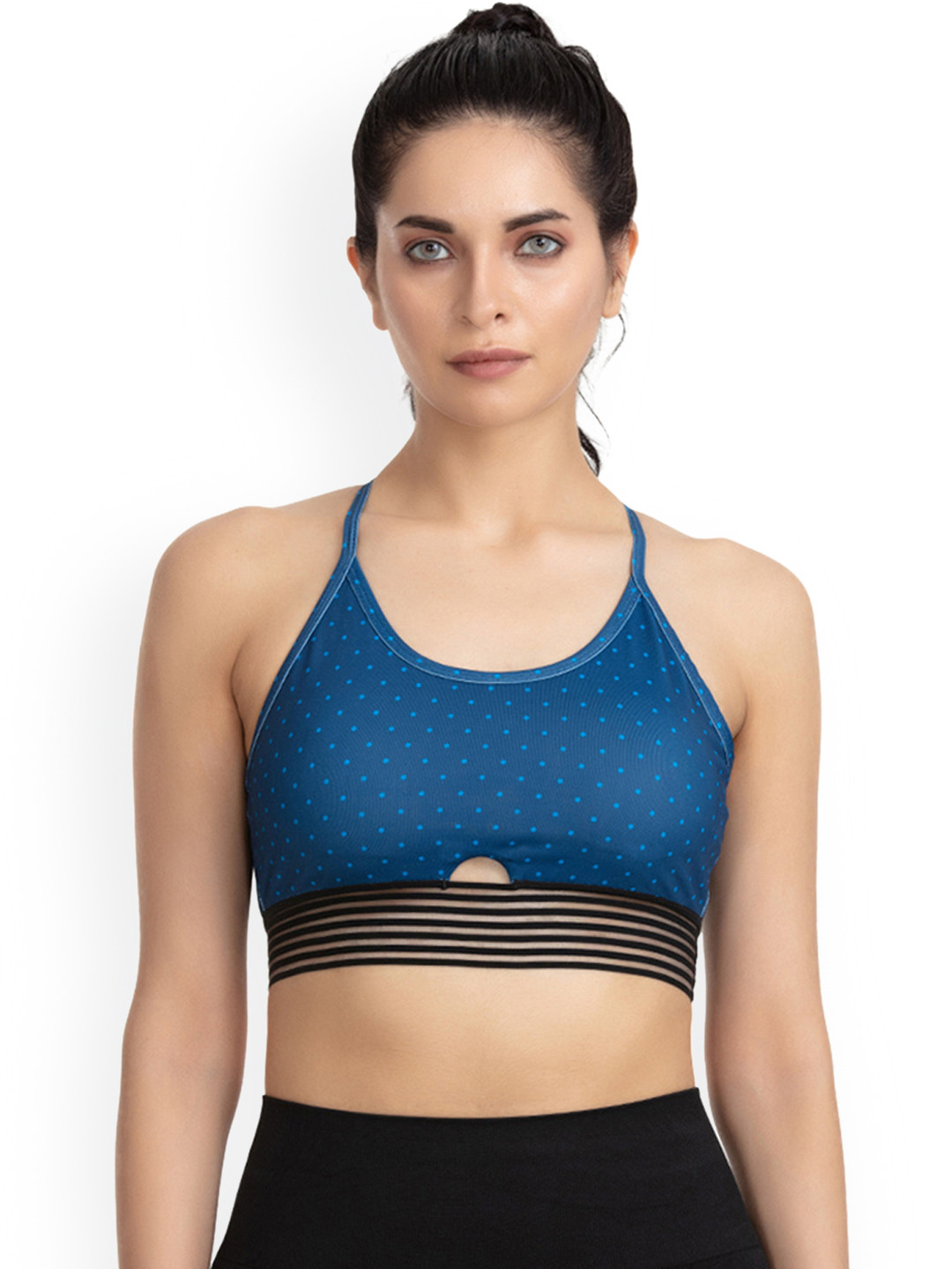 Buy Zelocity By Zivame Blue Solid Non Wired Lightly Padded Sports Bra