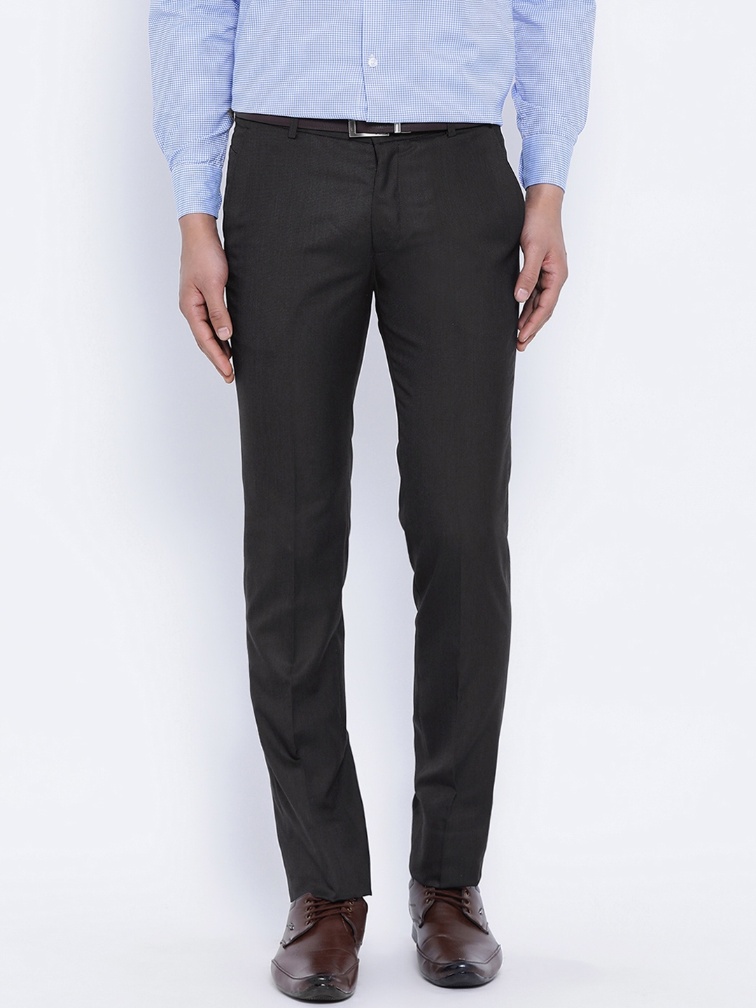 Buy Richlook Men Black Regular Fit Solid Formal Trousers - Trousers for ...