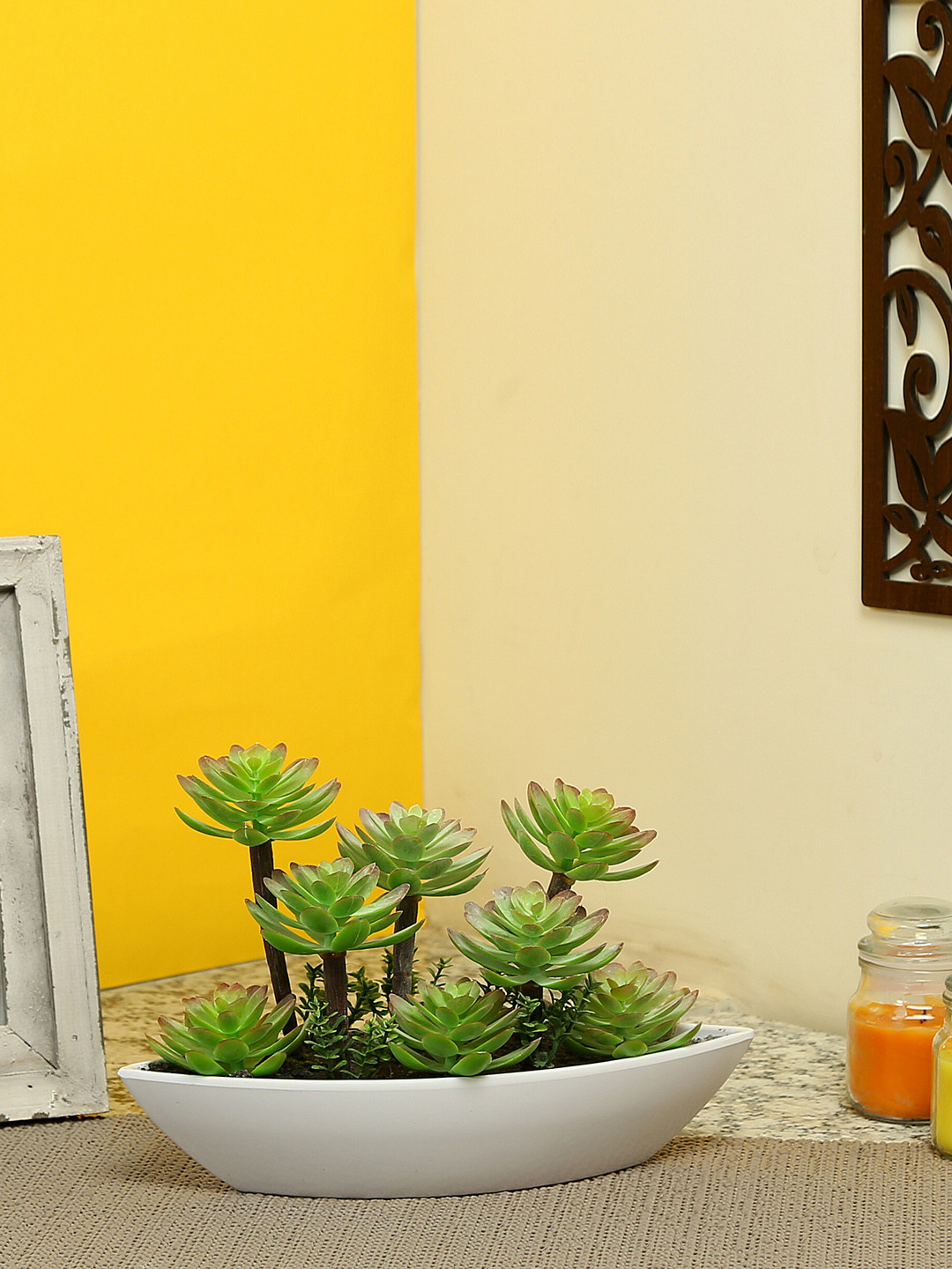 Buy Aapno Rajasthan Green Artificial Plant With Plastic Pot Artificial Flowers And Plants for