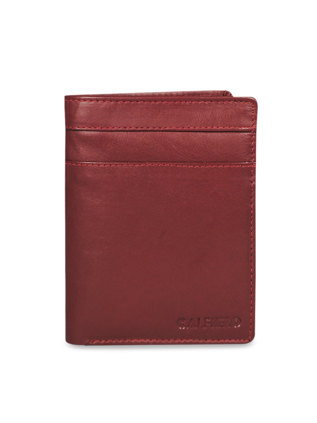 Buy CALFNERO Men Maroon Solid Leather Two Fold Wallet - Wallets for Men ...