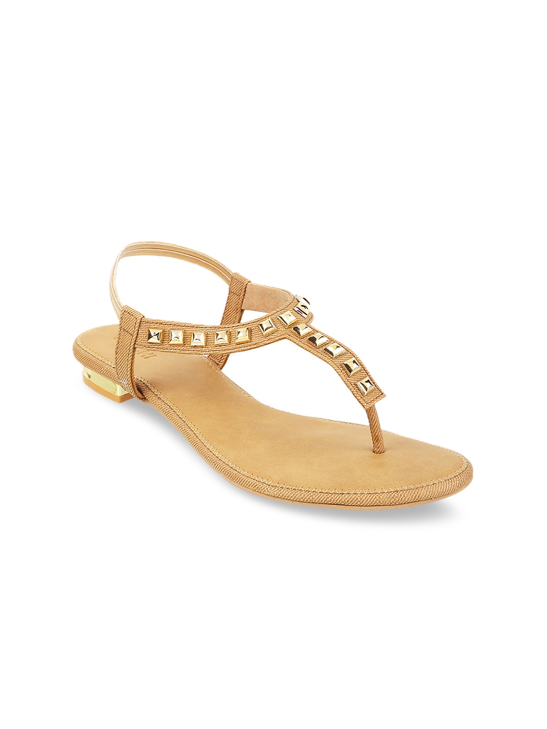 gold t strap flats